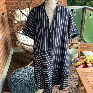 J. Jill Navy and White Striped Dress